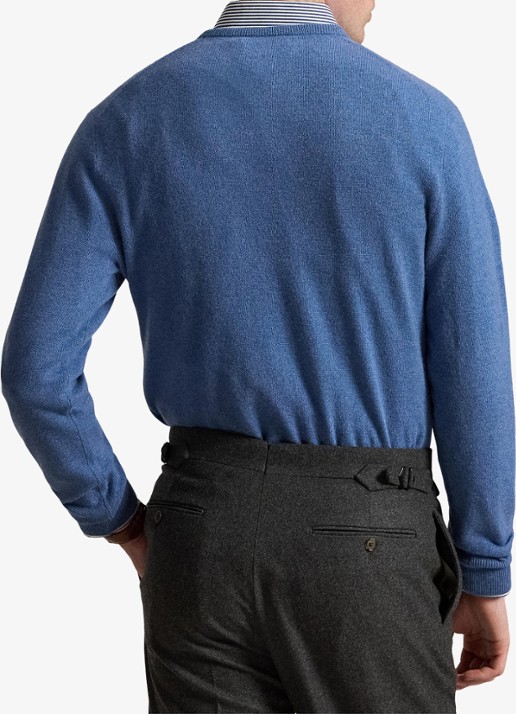 Ralph Lauren Fijngebreide trui van wol met logoborduring - achterkant 3 blue borage heather / blauw
