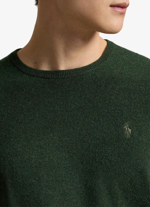 Ralph Lauren Fijngebreide trui van wol met logoborduring - detail 5 lodgepole pine heather/ groen