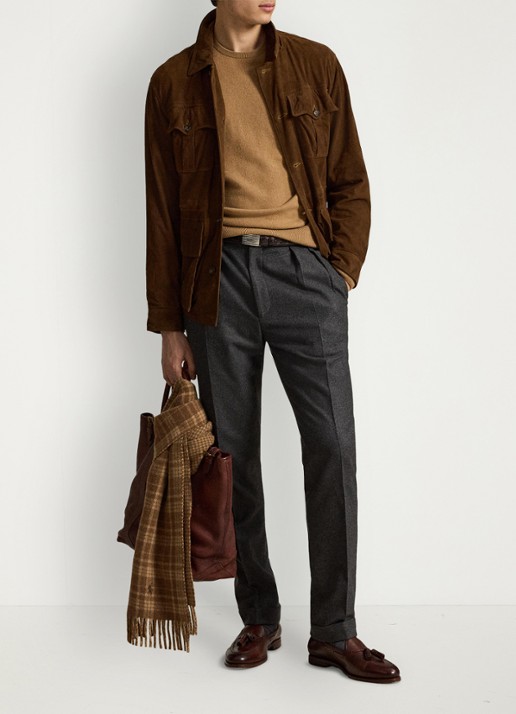 Ralph Lauren Fijngebreide trui van wol met logoborduring - detail 3 crouton tan heather / beige