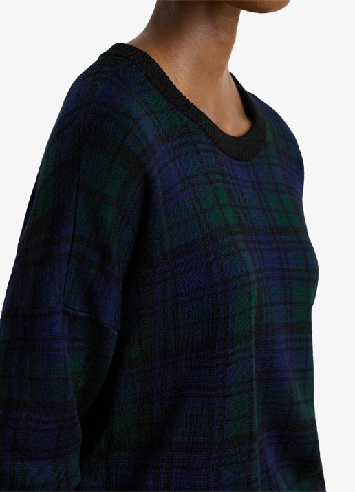 Ralph Lauren Fijngebreide trui van wol met ruitdessin - detail 2 black multi / zwart