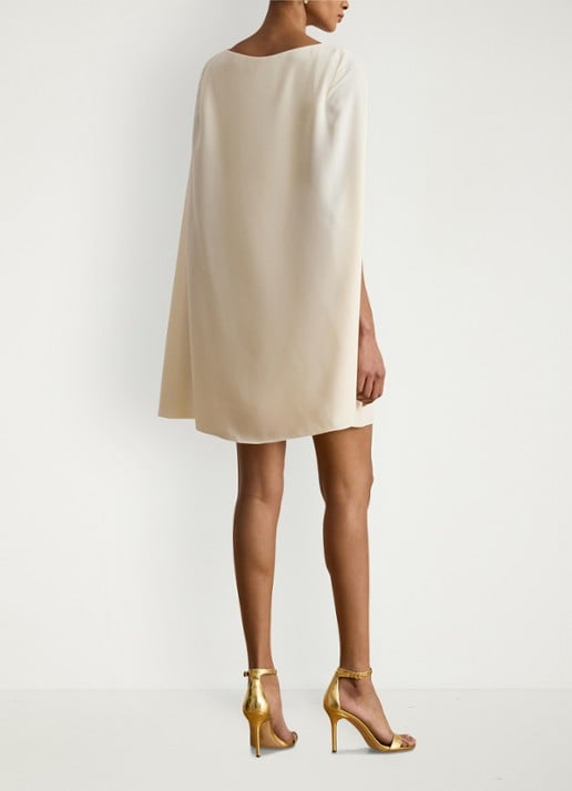 Ralph Lauren Georgette cocktailjurk met cape - achterkant 5 creme