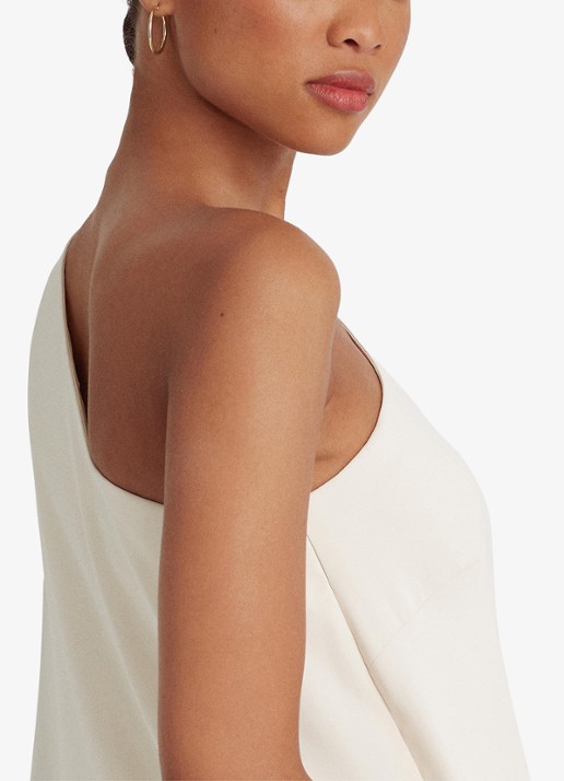Ralph Lauren Georgette jumpsuit met blote schouder - detail 4 creme