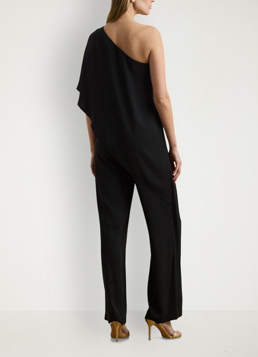 Ralph Lauren Georgette jumpsuit met blote schouder - achterkant 5 zwart