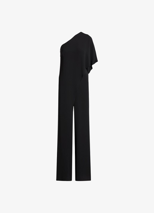 Ralph Lauren Georgette jumpsuit met blote schouder - voorkant 3 zwart