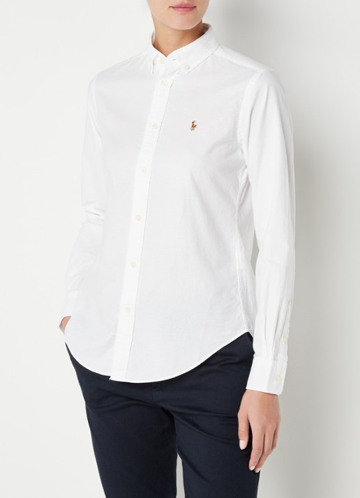 Ralph Lauren Georgia blouse met logoborduring - detail 2 wit