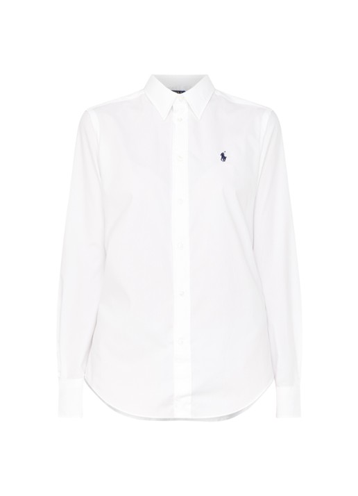 Ralph Lauren Georgia blouse van stretch katoen - voorkant wit