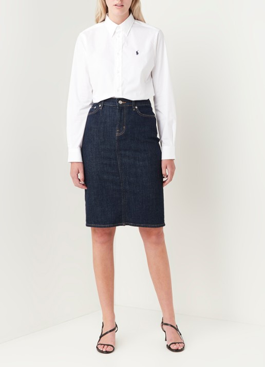 Ralph Lauren Georgia blouse van stretch katoen - voorkant 2 wit