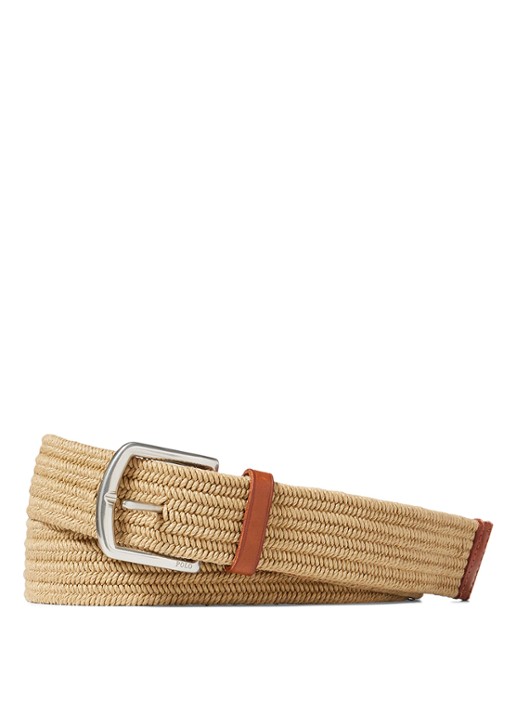 Ralph Lauren Gevlochten riem met details van leer - voorkant 2 timber brown