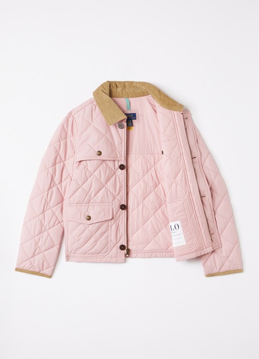 Ralph Lauren Gewatteerd barn jack met quilt patroon - voorkant 3 zalmroze