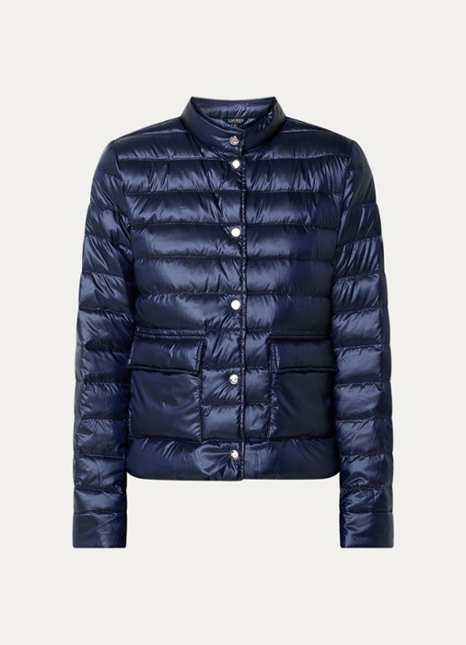 Ralph Lauren Gewatteerd jack met donsvulling en klepzakken - voorkant 5 donkerblauw