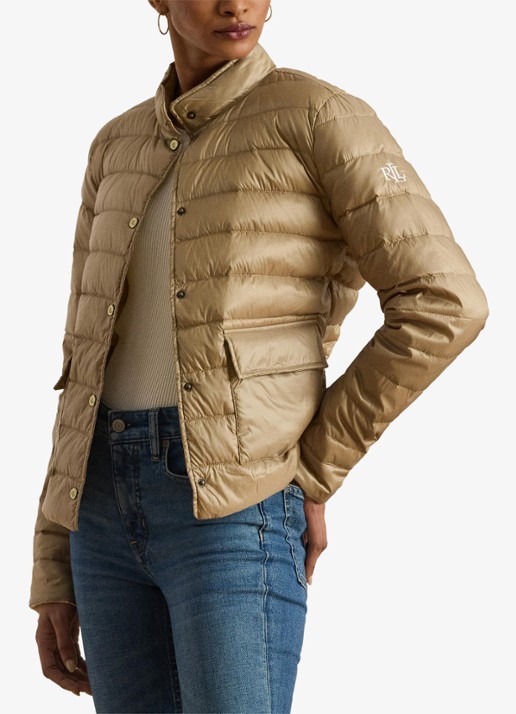 Ralph Lauren Gewatteerd jack met donsvulling en klepzakken - detail birch tan-30ph / beige