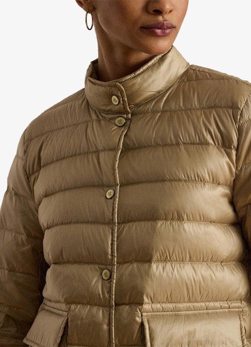 Ralph Lauren Gewatteerd jack met donsvulling en klepzakken - detail 2 birch tan-30ph / beige