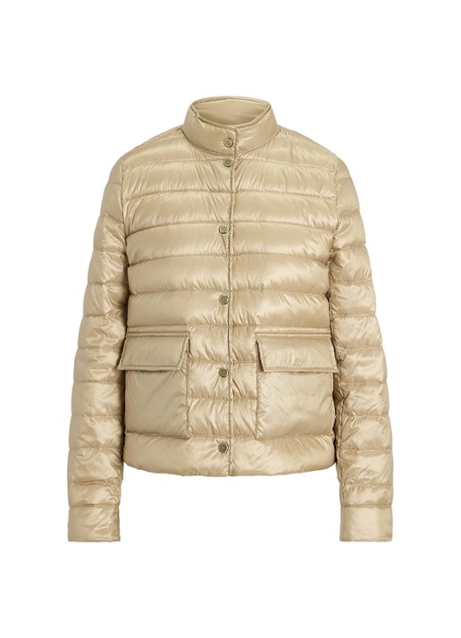 Ralph Lauren Gewatteerd jack met donsvulling en klepzakken - voorkant 3 birch tan-30ph / beige