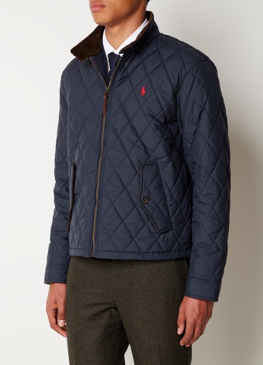 Ralph Lauren Gewatteerd jack met quilt patroon - detail 3 college navy