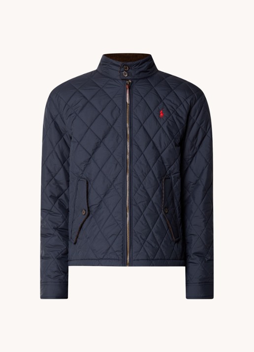 Ralph Lauren Gewatteerd jack met quilt patroon - voorkant college navy