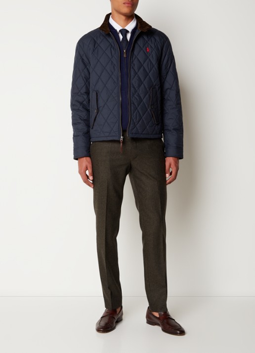Ralph Lauren Gewatteerd jack met quilt patroon - voorkant 2 college navy