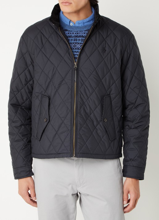 Ralph Lauren Gewatteerd jack met quilt patroon - detail 2 polo black
