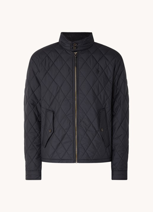 Ralph Lauren Gewatteerd jack met quilt patroon - voorkant 3 polo black