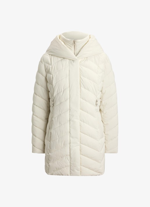 Ralph Lauren Gewatteerde jas met capuchon - voorkant 4 creme