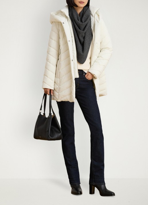 Ralph Lauren Gewatteerde jas met capuchon - voorkant 5 creme