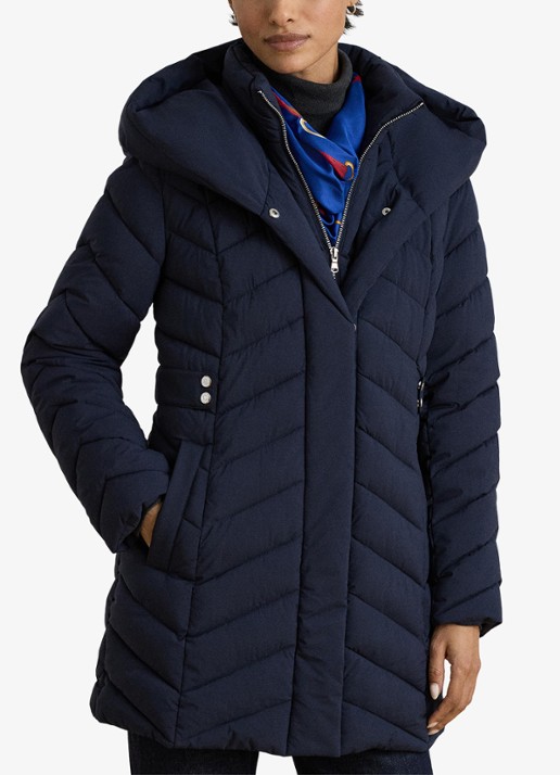 Ralph Lauren Gewatteerde jas met capuchon - detail blauw