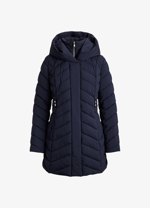 Ralph Lauren Gewatteerde jas met capuchon - voorkant 4 blauw