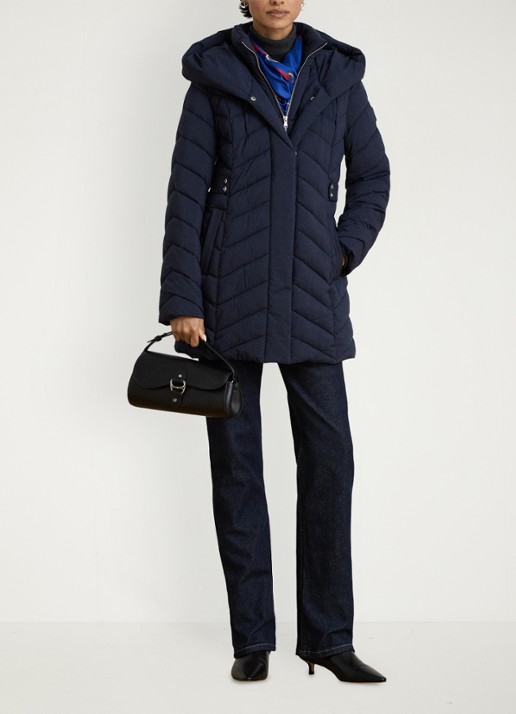 Ralph Lauren Gewatteerde jas met capuchon - voorkant 5 blauw