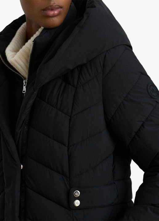 Ralph Lauren Gewatteerde jas met capuchon - detail 2 zwart