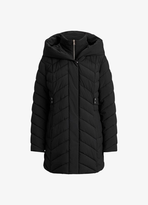 Ralph Lauren Gewatteerde jas met capuchon - voorkant 3 zwart