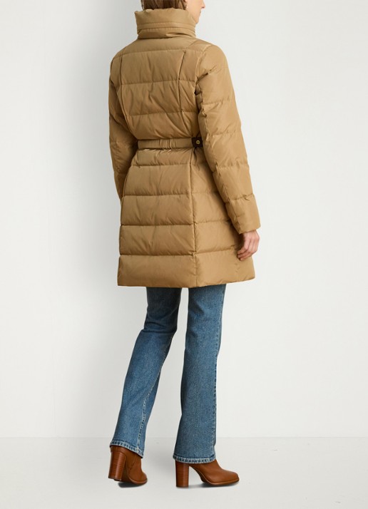 Ralph Lauren Gewatteerde jas met donsvulling en opstaande kraag - achterkant camel