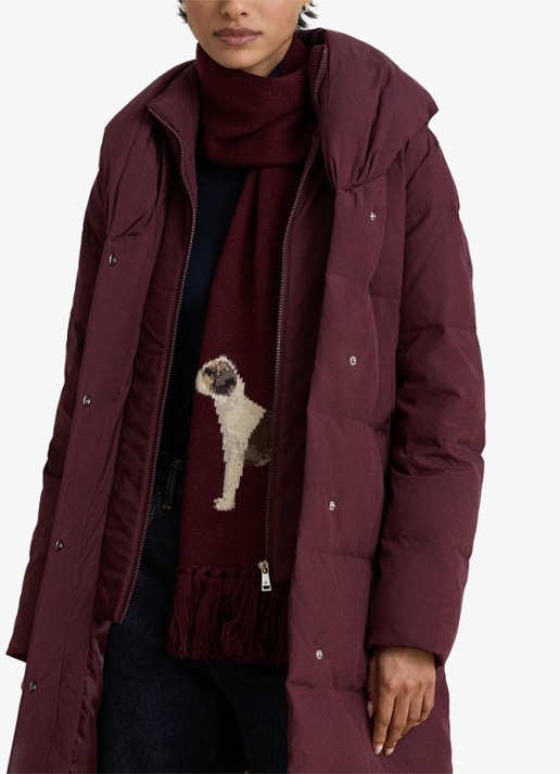 Ralph Lauren Gewatteerde jas met donsvulling - detail dark garnet / bordeauxrood