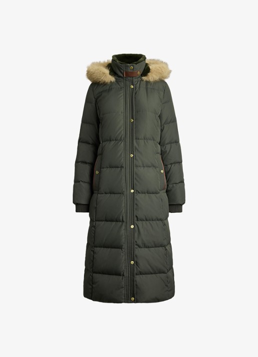 Ralph Lauren Gewatteerde jas met imitatiebont - voorkant 3 grijs