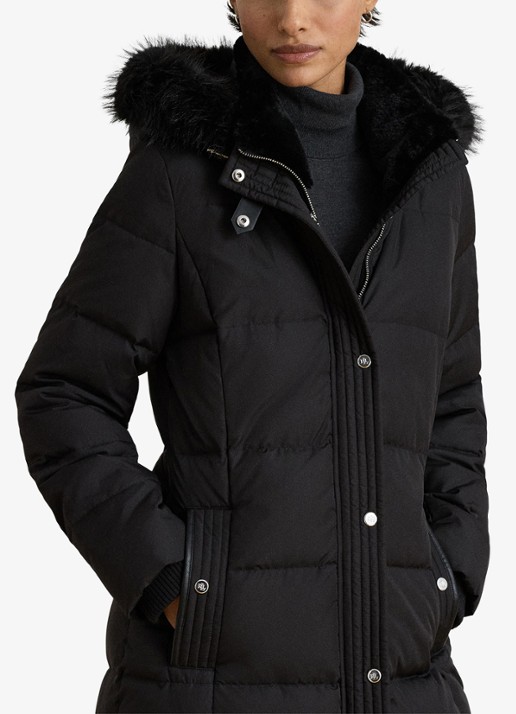 Ralph Lauren Gewatteerde jas met imitatiebont