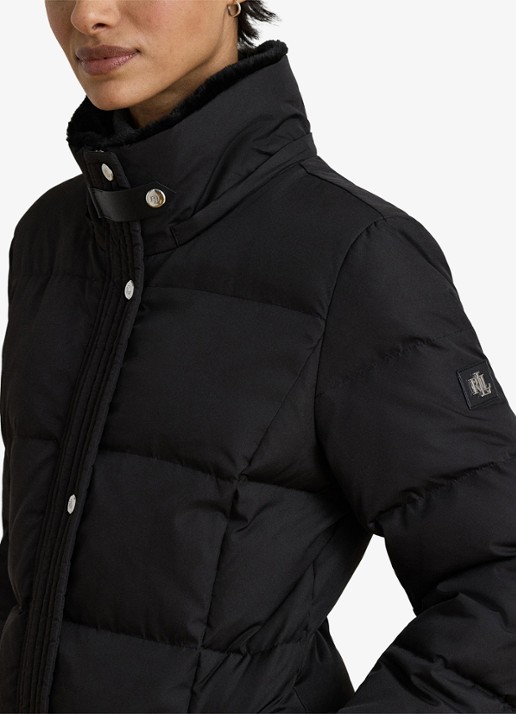 Ralph Lauren Gewatteerde jas met imitatiebont - detail 2 zwart