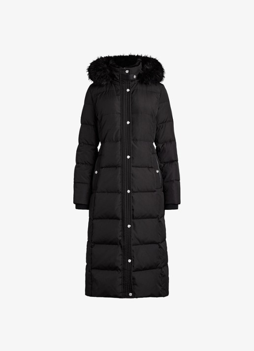 Ralph Lauren Gewatteerde jas met imitatiebont - voorkant 4 zwart