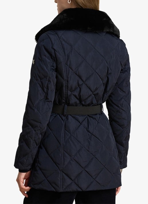 Ralph Lauren Gewatteerde jas met quilt patroon en ceintuur - achterkant 5 blauw