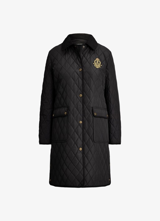 Ralph Lauren Gewatteerde jas met quilt patroon - voorkant 2 zwart