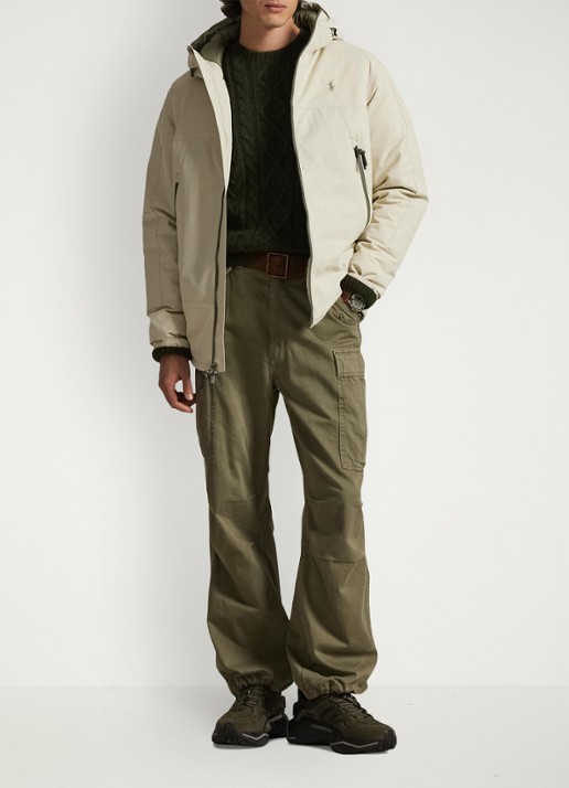 Ralph Lauren Gewatteerde jas met ritszakken - voorkant 2 basic sand / beige