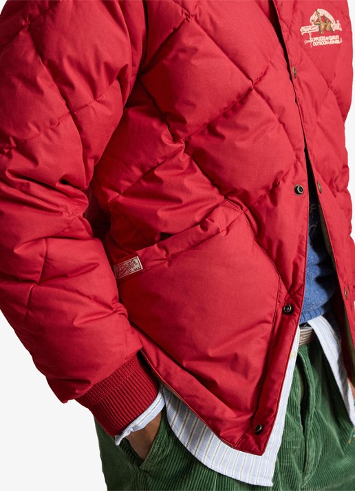 Ralph Lauren Gewatteerde jas met steekzakken en logoprint - detail 2 sweet tomato / rood