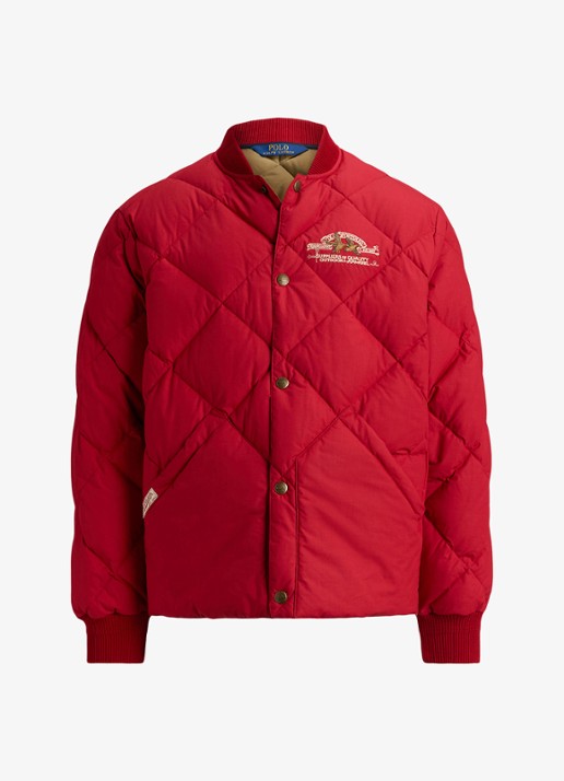 Ralph Lauren Gewatteerde jas met steekzakken en logoprint - voorkant 4 sweet tomato / rood