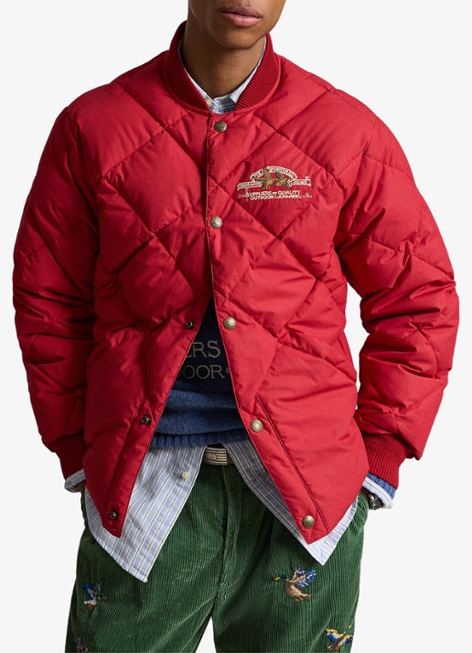 Ralph Lauren Gewatteerde jas met steekzakken en logoprint - voorkant 5 sweet tomato / rood