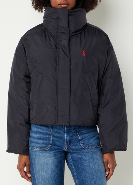 Ralph Lauren Gewatteerde puffer jas met steekzakken - detail 4 zwart