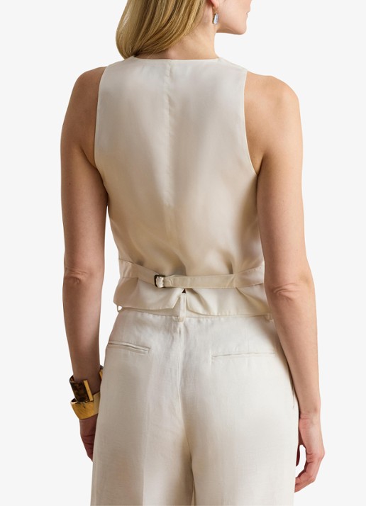 Ralph Lauren Gilet in linnenblend - achterkant 5 white / wit