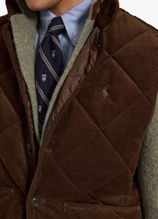 Ralph Lauren Gilet van corduroy met quilt patroon - detail 4 cooper brown-33h0 / bruin