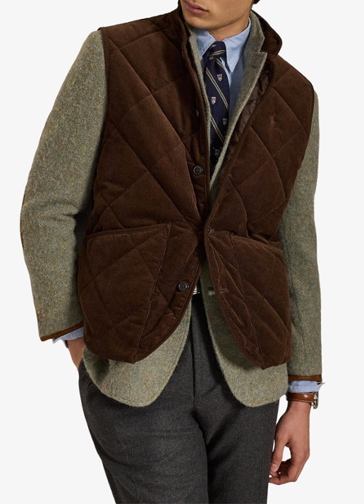 Ralph Lauren Gilet van corduroy met quilt patroon - voorkant 2 cooper brown-33h0 / bruin