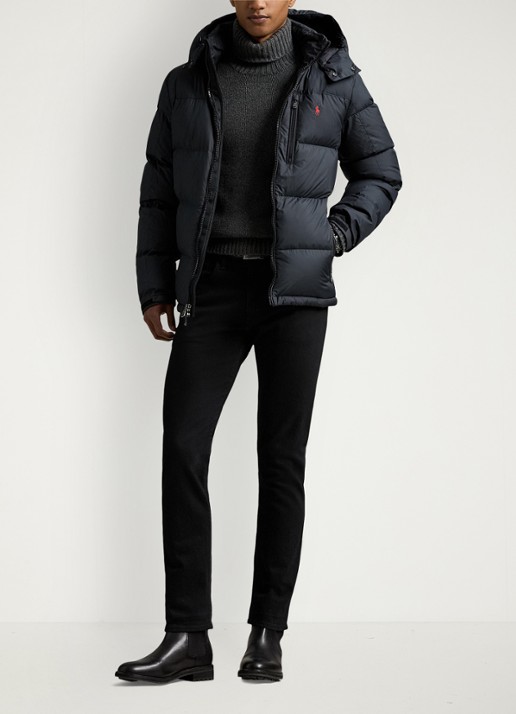 Ralph Lauren Gorham donsjack - voorkant 7 polo black / zwart