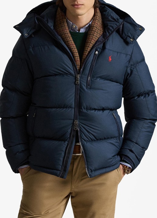 Ralph Lauren Gorham puffer jack met donsvulling en ritszakken - voorkant 5 collection navy / donkerblauw