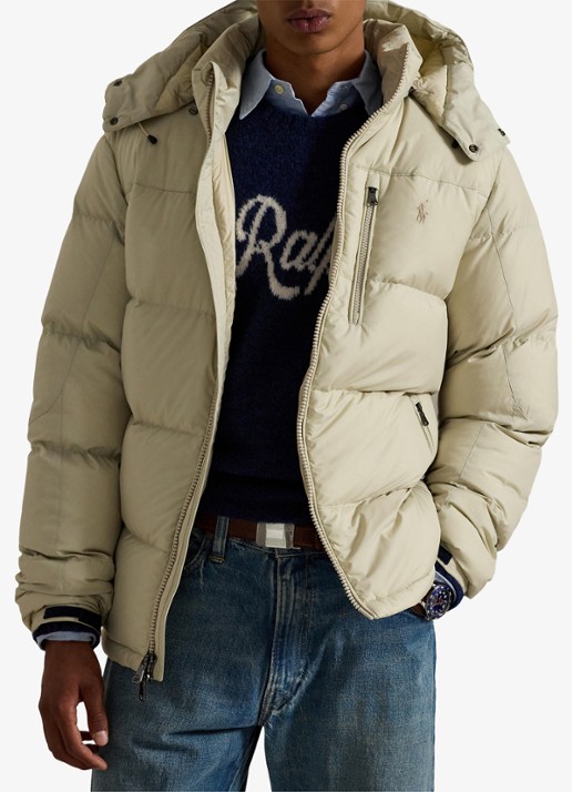 Ralph Lauren Gorham puffer jack met donsvulling en ritszakken - detail 3 basic sand / zand