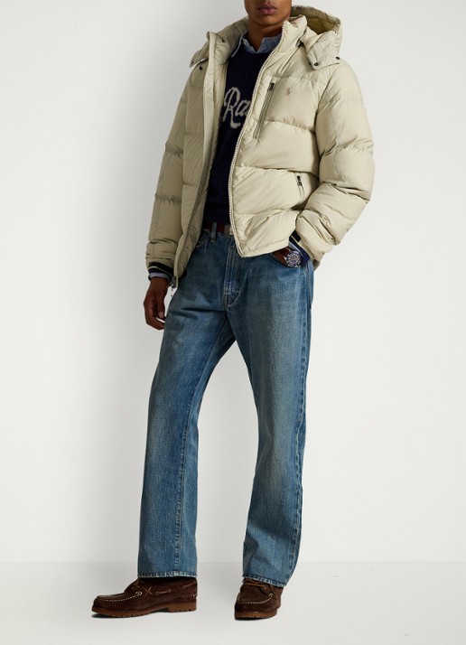 Ralph Lauren Gorham puffer jack met donsvulling en ritszakken - voorkant 2 basic sand / zand