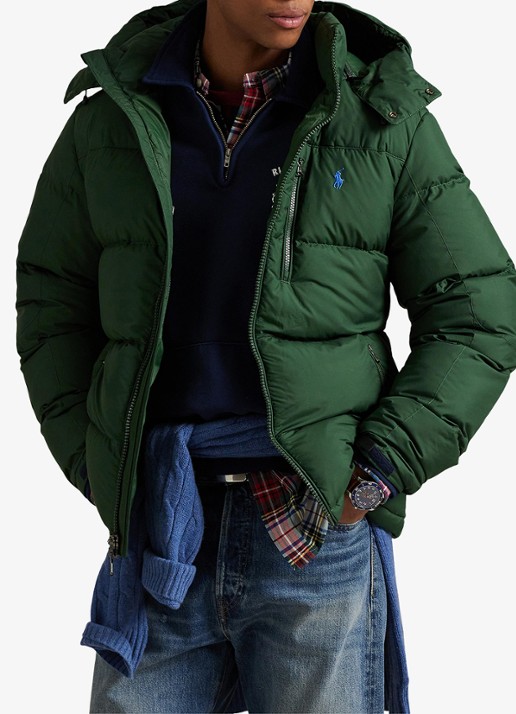 Ralph Lauren Gorham puffer jack met donsvulling en ritszakken - detail 2 bottle green / donkergroen